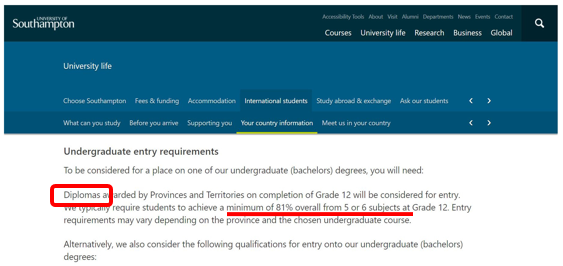 英國南安普頓大學簡介世界排名及OSSD錄取要求