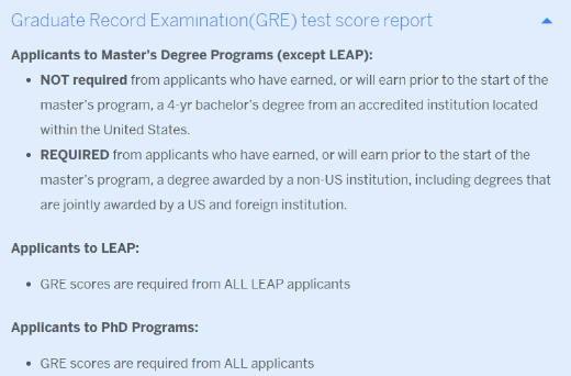 全美TOP研究生院有哪些碩士項目是不需要GRE成績的？